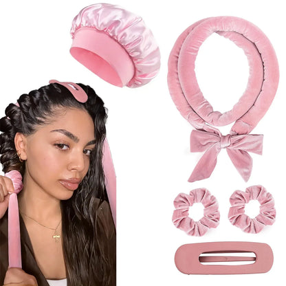 Heatless Satin Hair Curler – No-Heat Curling Rod Headband for Overnight Waves & Curls