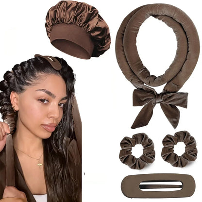 Heatless Satin Hair Curler – No-Heat Curling Rod Headband for Overnight Waves & Curls